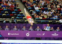 İdman gimnastikası üzrə fərdi çoxnövçülük yarışlarının finalı keçirilir. Bakı, Azərbaycan, 18 iyun 2015